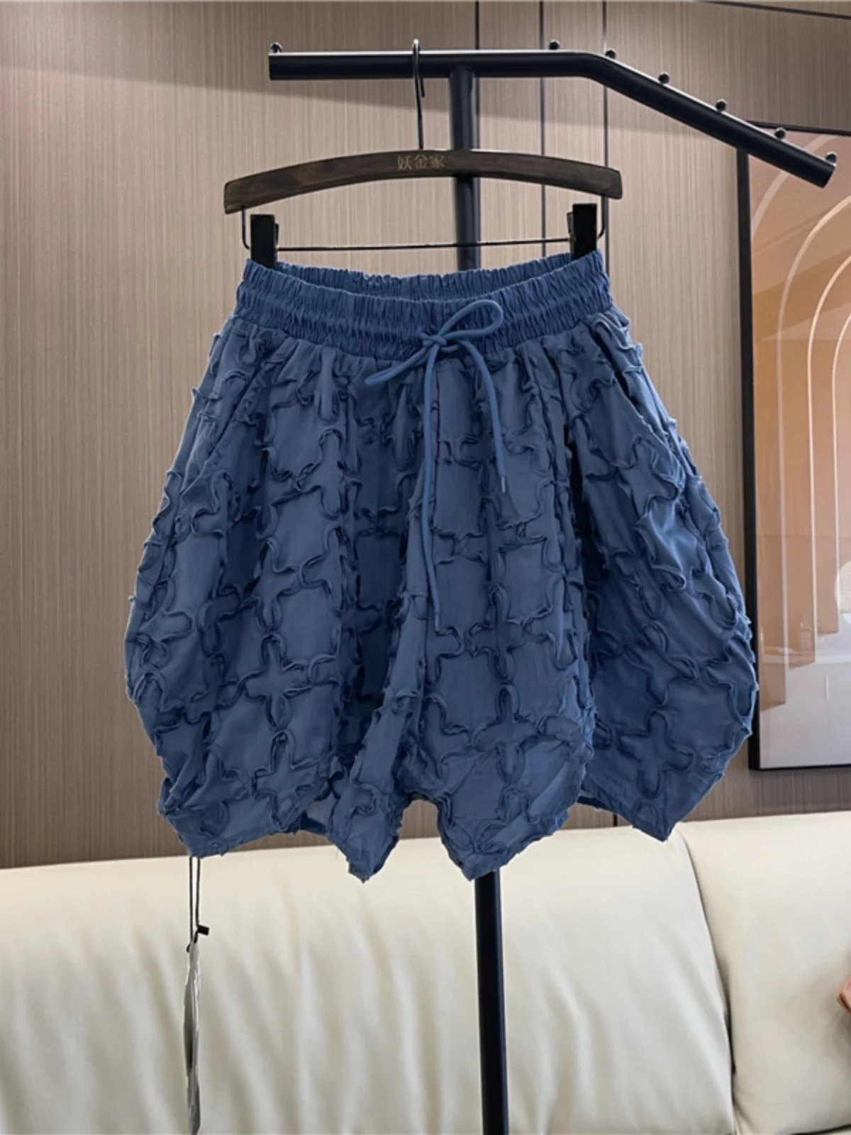 Summer Thin Three-Dimensional Lace Personalized Oversize Casual Trousers For Women 2024 New Loose Wide Leg Shorts Booty Pants