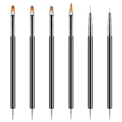 Professional Nail Art Brush and Tool Set for Manicure Design and Detailing (Pen-6pcs Double-end)