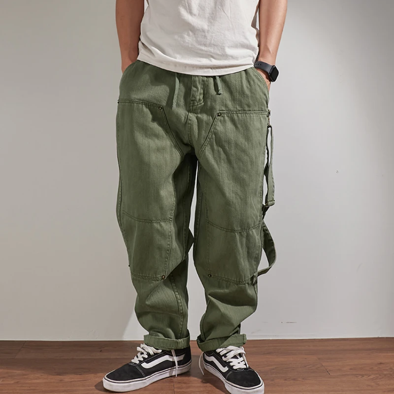 Heavy-duty thickened mountain slacks in autumn men's loose wide version OVER SIZE retro trend pants 2