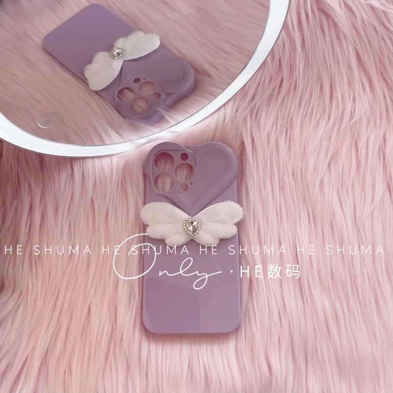 Chic Blink Fur Wing Style Soft Phone Case for iPhone 17 Pro Max Air 16 15 Pro Max 14 Plus 13 Mini 12 Pro 11 7 8 SE2 SE3 2