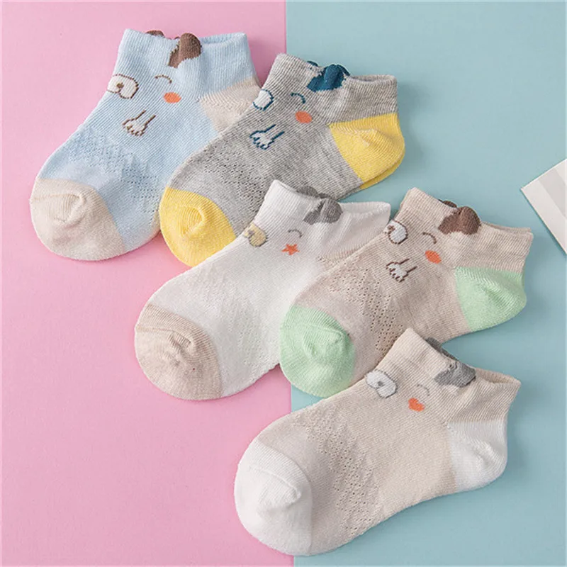 5 Pairs/Lot 1-12Y Spring Summer Children Breathable Mesh Socks Boy Girl Cotton Casual Baby Fashion Clothes Accessories