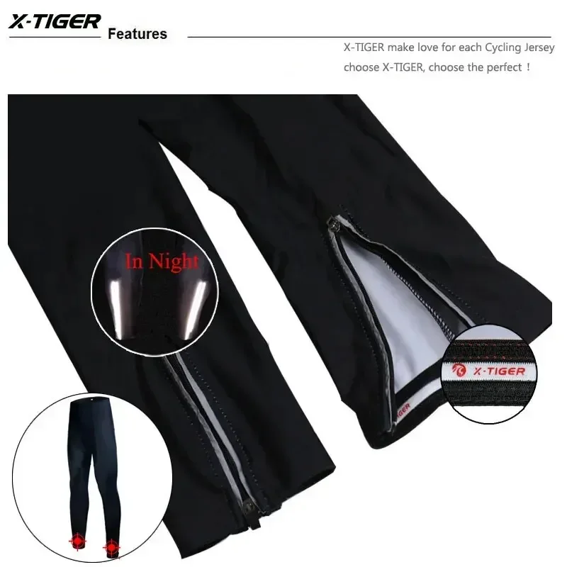 X-TIGER 남성용 사이클링 바지 겨울 따뜻한 산악 도로 자전거 타이츠 Coolmax 5D 젤 패드 열 바지 블랙 사이클링 바지