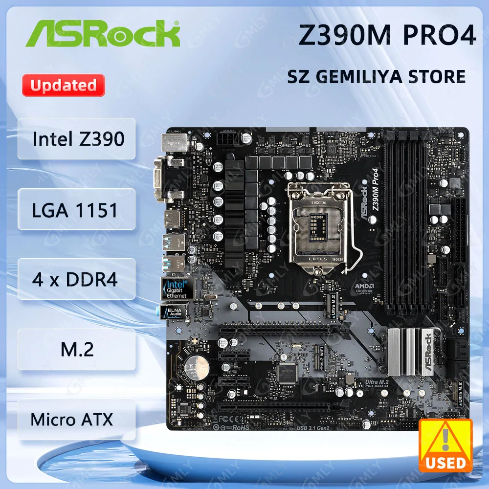 Placa-mãe ASRock Z390M PRO4 LGA 1151 Intel Z390 suporte Core i9