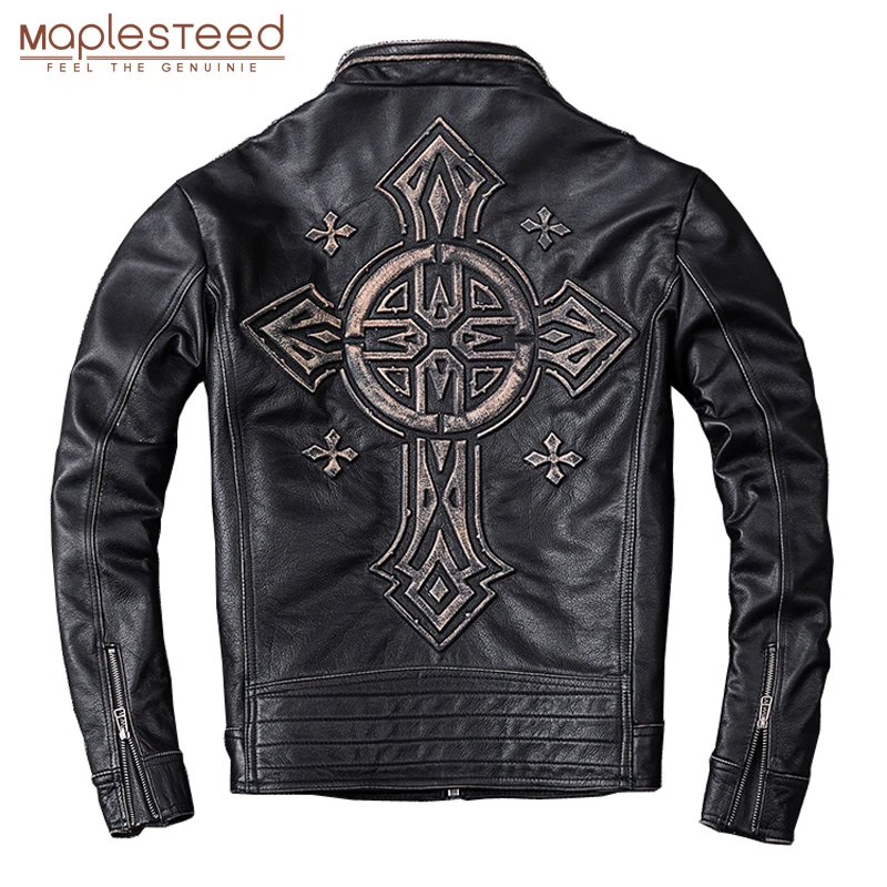 Distressed Leder Jacke Männer Vintage Motorrad Jacken 100