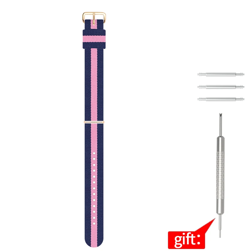 Elegant Rose Gold Nylon Watch Strap with Bracelet Buckle – Multiple Sizes