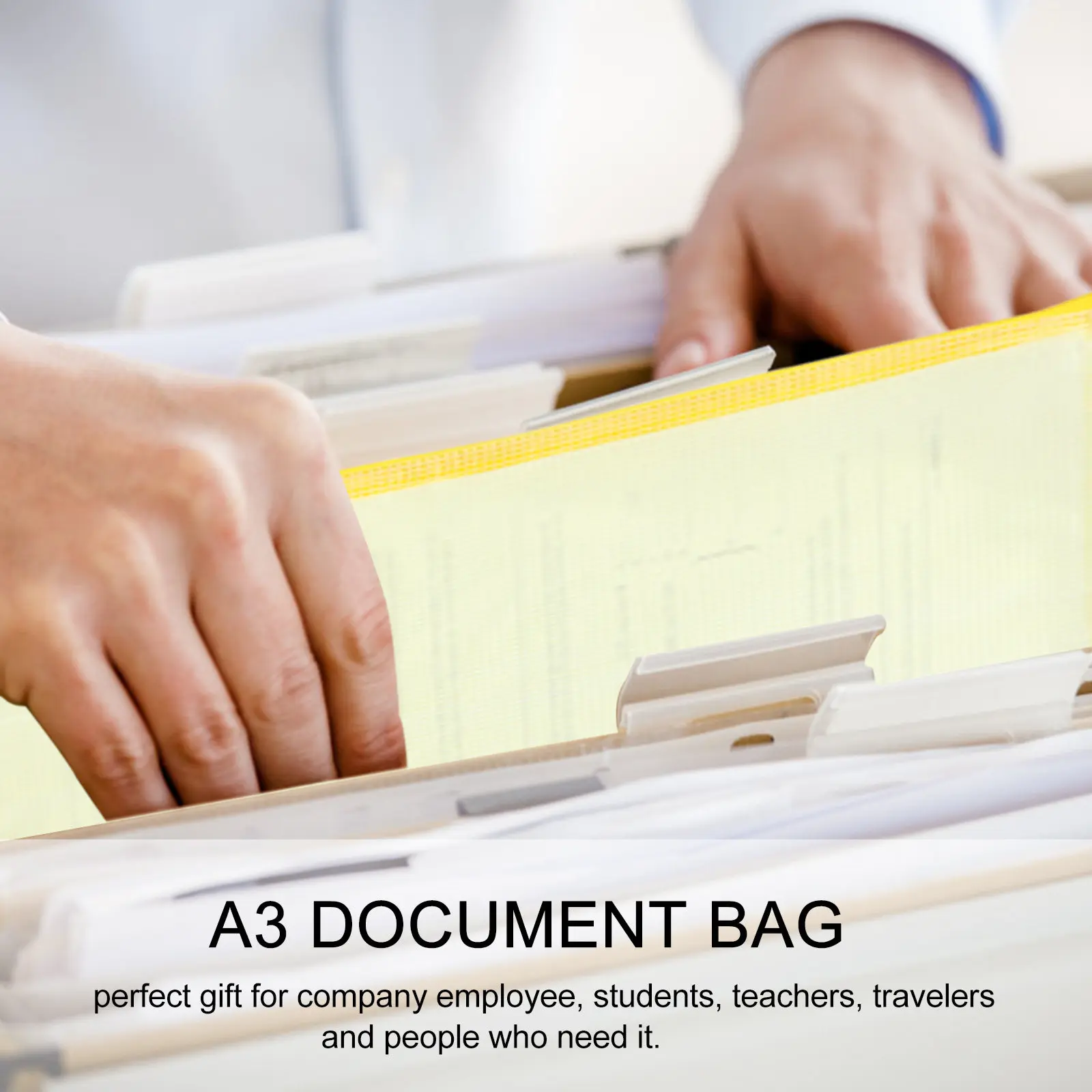 10Pcs A3 지퍼 파일 가방 반투명 플라스틱 지퍼 클로저 사무실 학교 여행 파일링을위한 대용량 문서 파우치