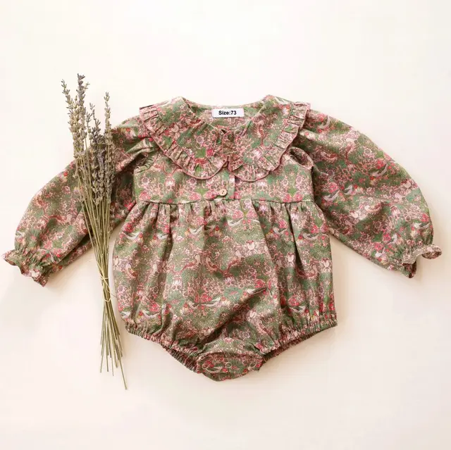Vintage Floral Baby Girl Romper Spring Baby Girl Clothes For Wedding Party 1