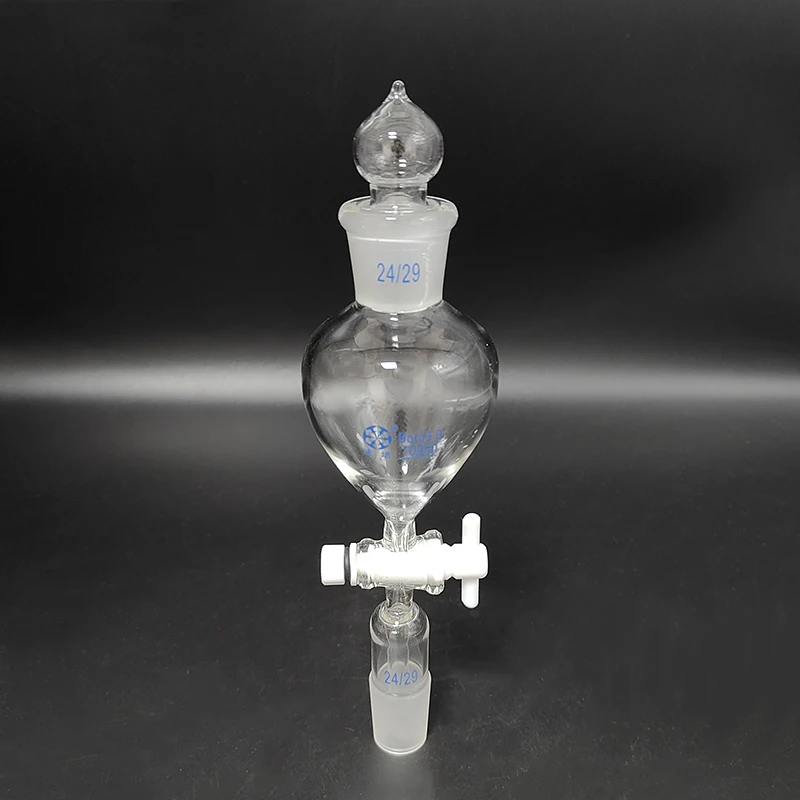 

FAPE Spherical separatory funnel globe shape,with ground-in glass stopper,60mL-1000mL,Joint 24/29,PTFE switch valve