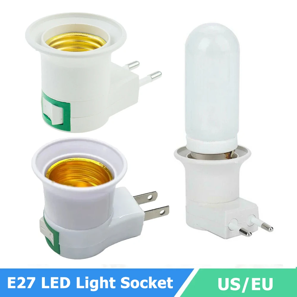 E27 LED Light Socket US/EU Plug & Play Screw Socket White Lamp Holder Base ON/OFF Switch Plug Light Bulb Adapter Household 8 pin to 30 pin adapter white