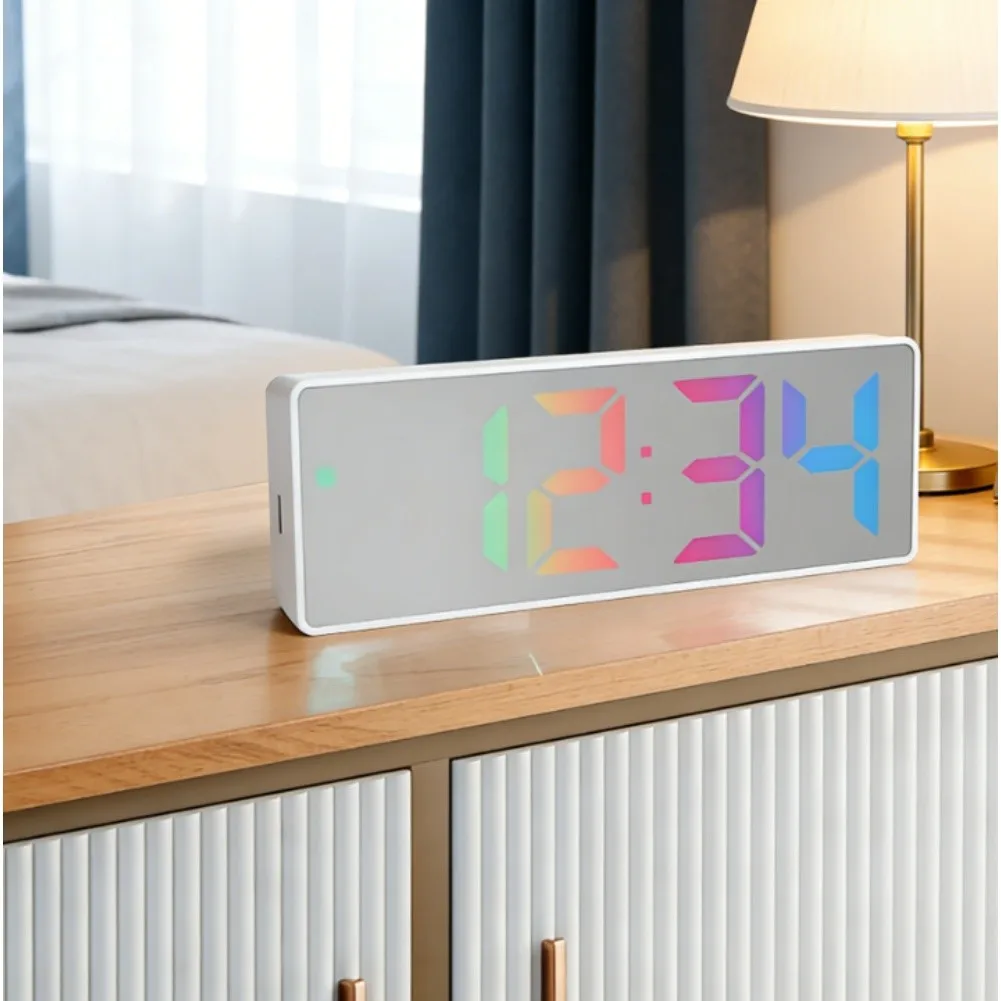 Big Screen Digital LED Alarm Clock, 12/24Hr Time, Brightness Control, USB And AAA Battery Powered Desktop Ornaments
