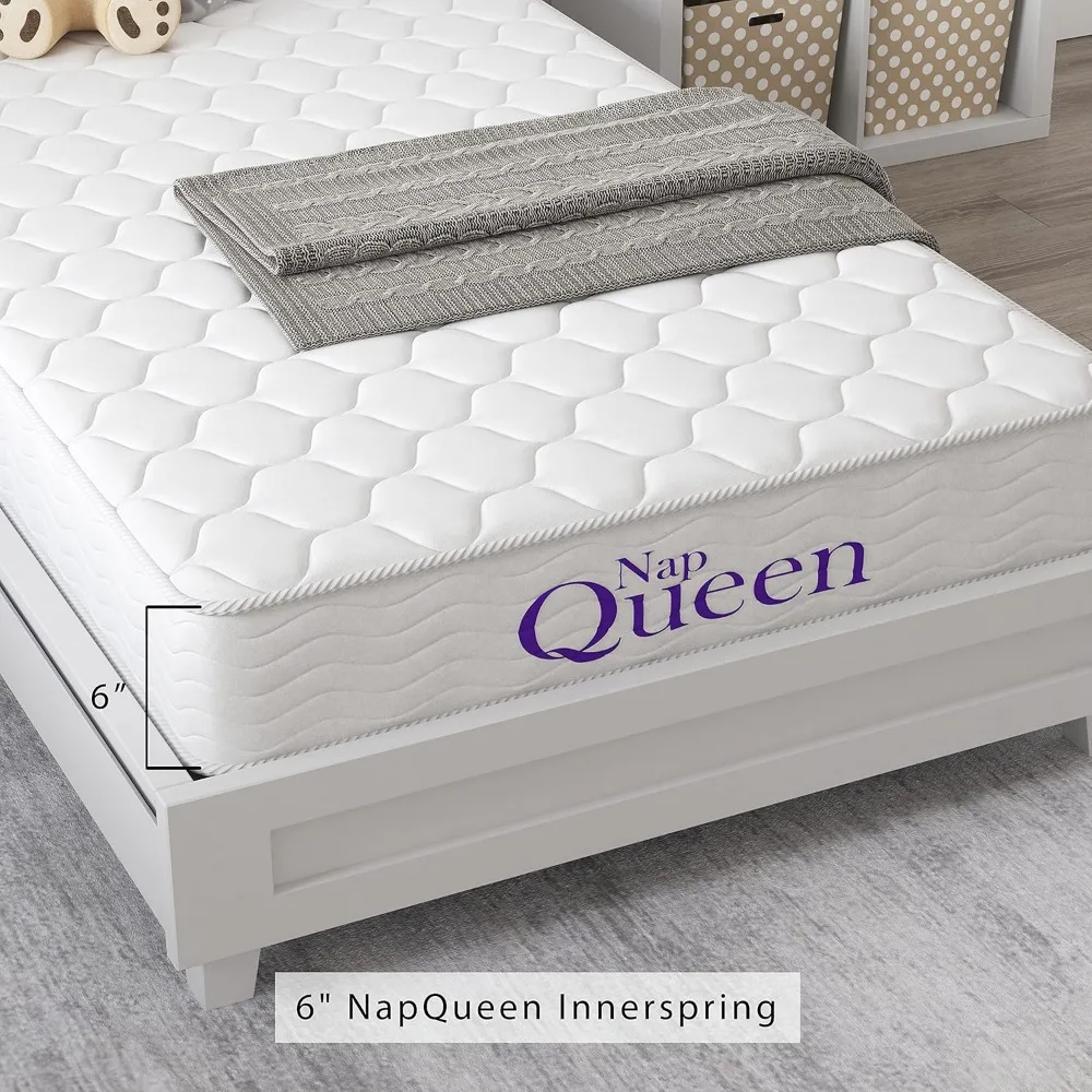 6 Inch Innerspring Twin Size Medium Firm Support Relief Mattress, Bed in a Box, White 5