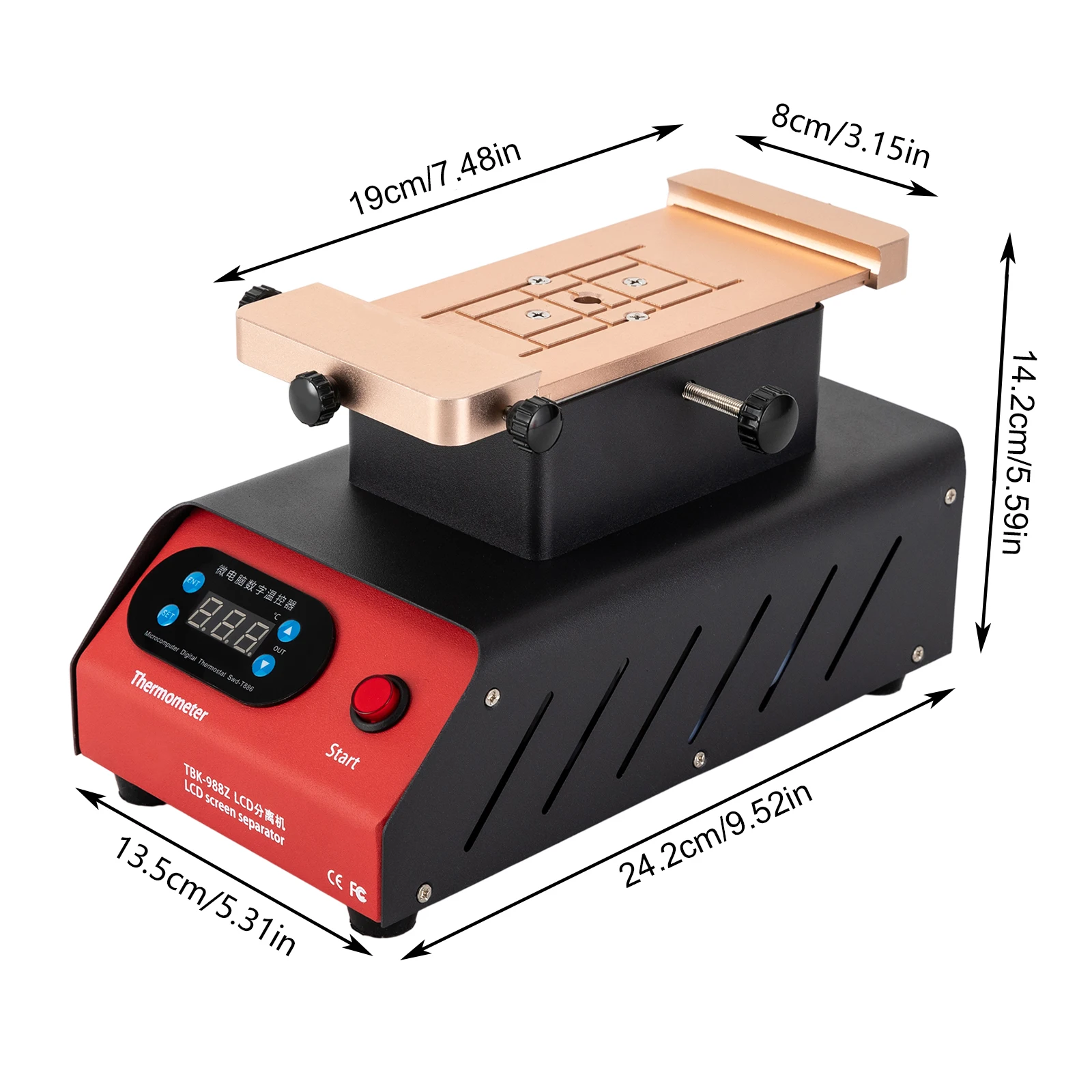 LCD Screen Separator Machine, Strong Suction, 360&deg; Rotation, Adjustable Temperature, Compact for Mobile Repairs