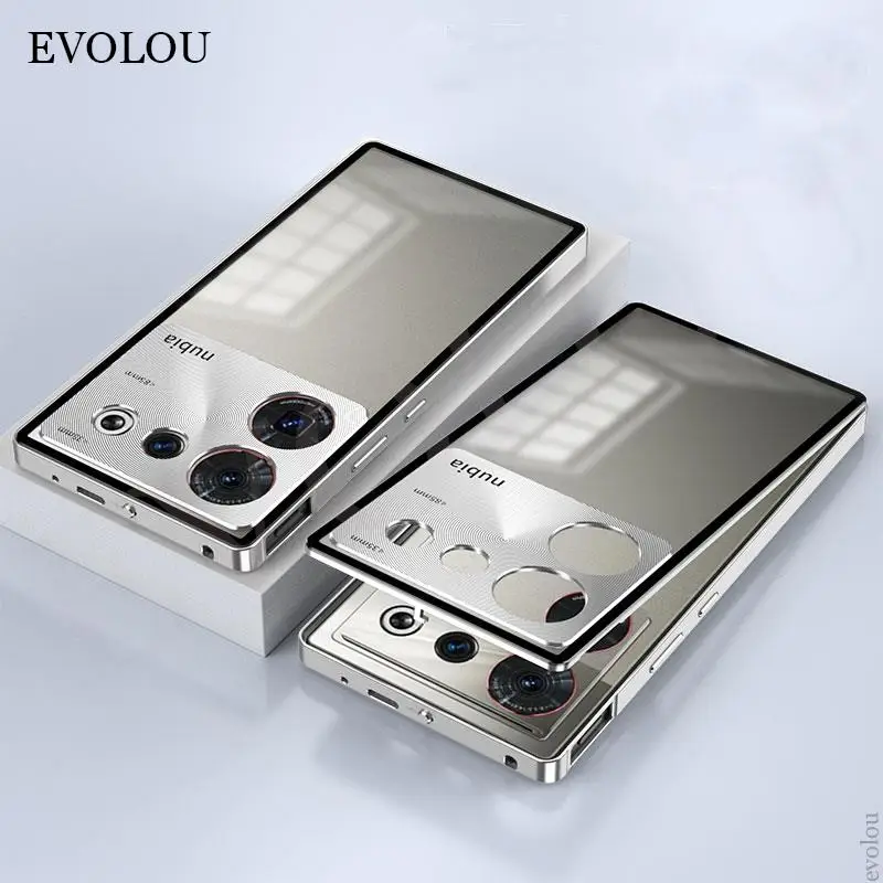 Shockproof Aluminium Alloy Phone Case with Tempered Glass Back