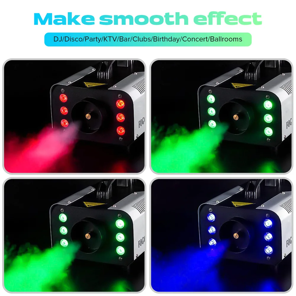 1200W Mini Smoke Machine With 6 RGB LED Light Smoke Machine With Remote Control And 1L Tank for Wedding Party Theater Disco Club mini smoke machine