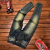 Fashionable High-End Jeans Men's Retro Nostalgic Stitching Trendy Printed Slim Straight 2024 Autumn New Denim Long Pants 5