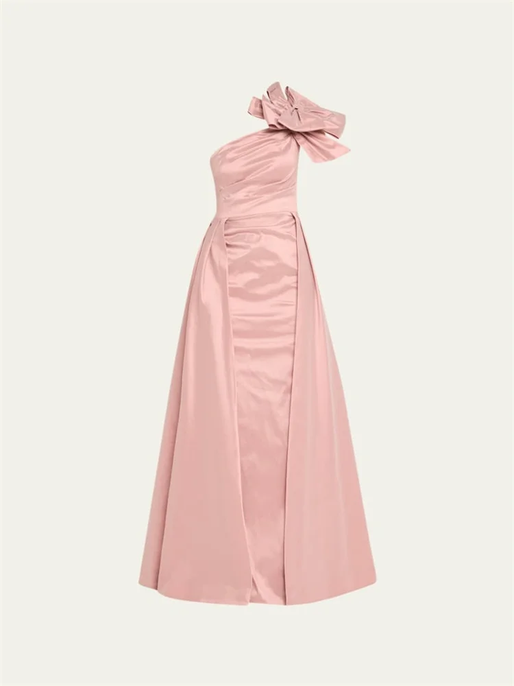 

New Arrival One Shoulder Neckline With 3D Flower Sleeveless A-Line Evening Dress Elegant Back Zipper Floor Length Gown For Women