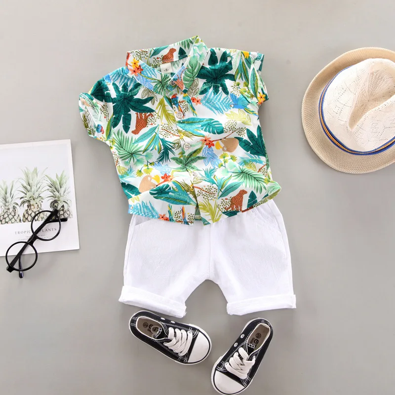 Summer Thin Clothing Sets Baby Boys Infant Shirt Pants Outfits Kids Wear Child Cotton Bow Tie Tracksuits kids clothes