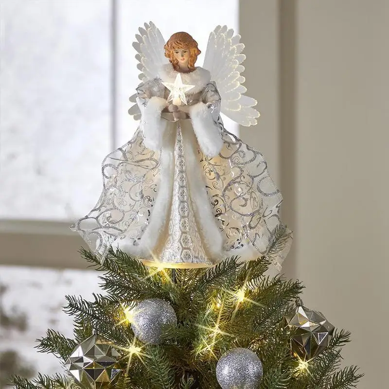 Ornements d'ange pour sapin de Noël, dessus d'arbre, or, ouvertement,  jardin, cour, décor de bureau, 73 - AliExpress