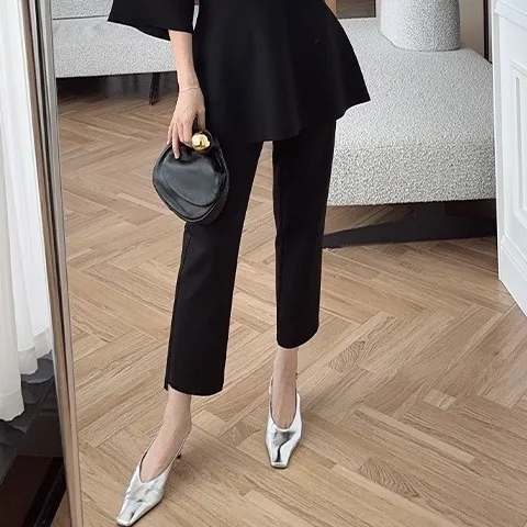 Two-piece women's fashion slim slimming top simple temperament three-dimensional waist commuter fashion casual pants children