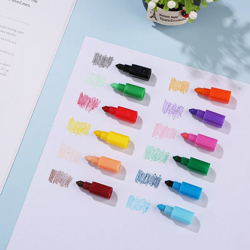 Vibrant 12-Color Stackable Rainbow Crayon Set - Creative Stationery and Fun Building Blocks Gift