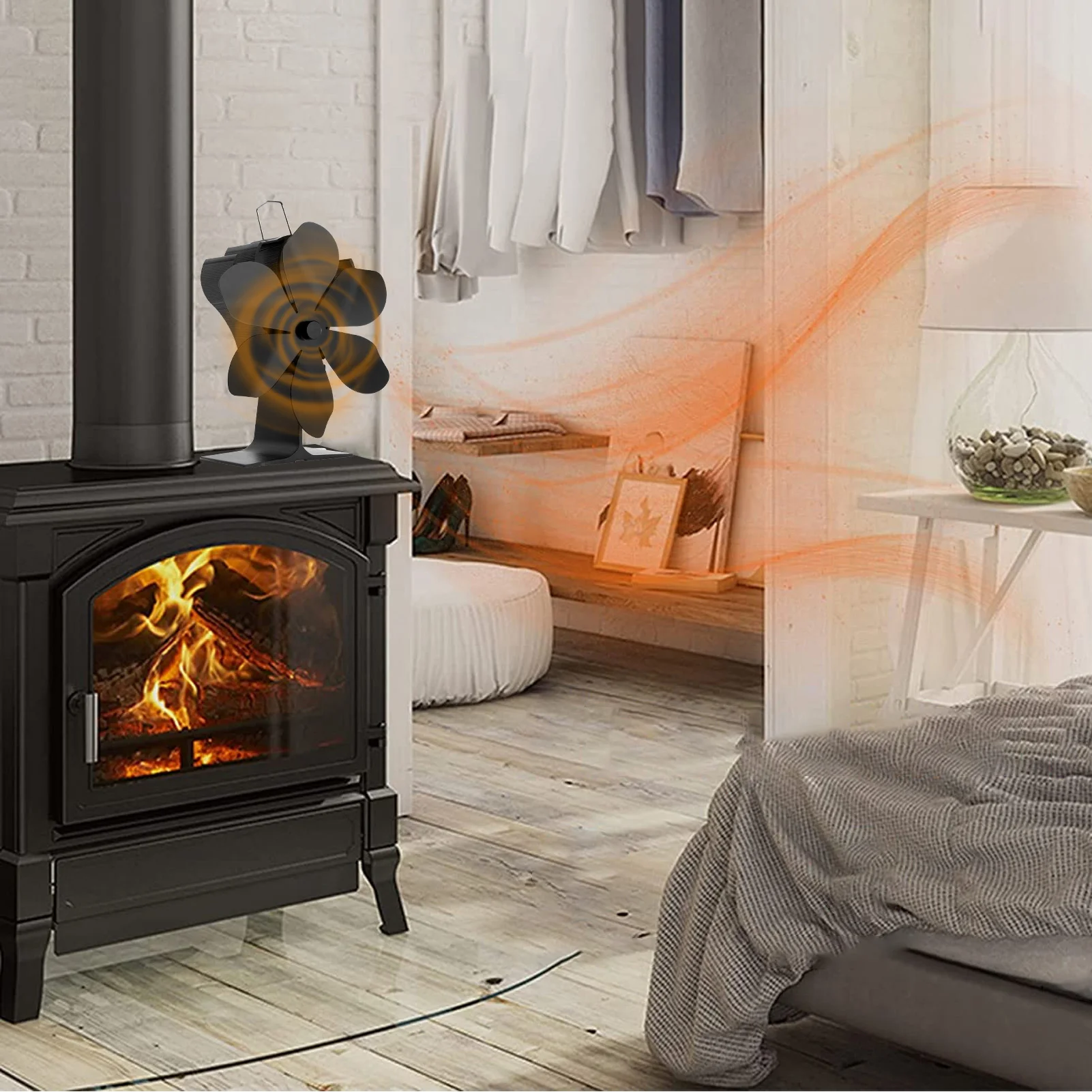 Fireplace Fan For Wood Stove Fan Silent Aluminum Heat Powered Stove High Efficiency Environmentally Friendly Energy Saving