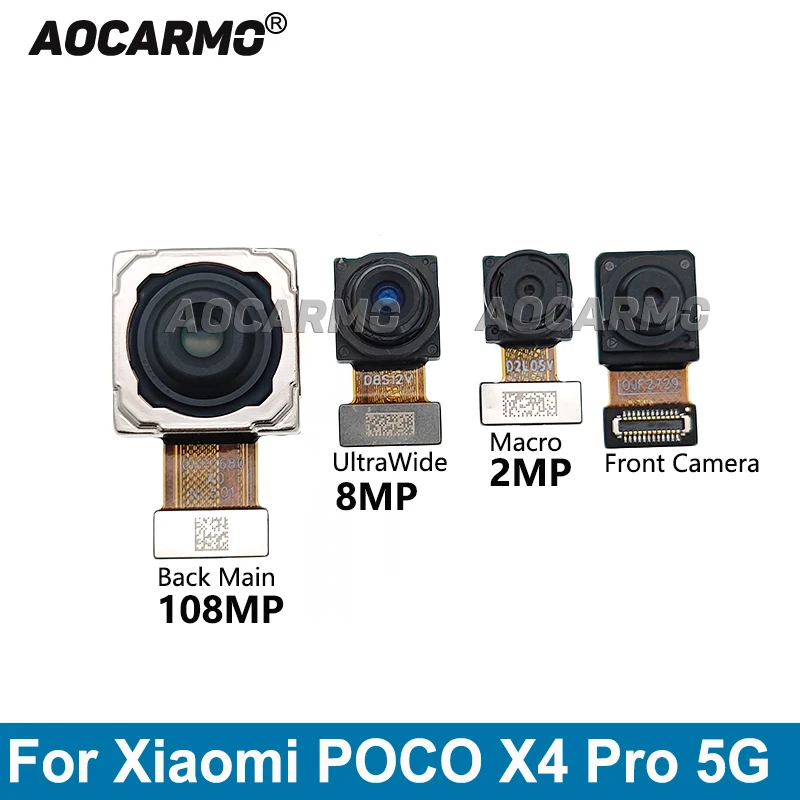 

Aocarmo 108MP Back Main Rear UltraWide Macro + Front Camera Module Flex Cable For Xiaomi POCO X4 Pro 5G Replacement Parts