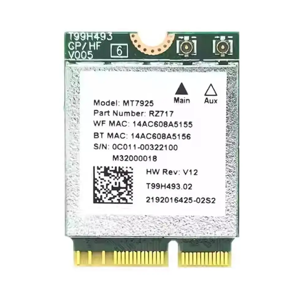 무선 랜 카드 네트워크 카드 와이파이 어댑터, 윈도우 10/11 리눅스 A8T3 용, 2400Mbps M.2 키 E 2.4G 5G 와이파이 어댑터, 와이파이 7 MT7925