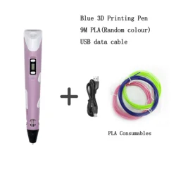 Creative LED Display 3D Printing Pen for Kids - Perfect Birthday Gift for Young Artists (Pink 9M PLA)
