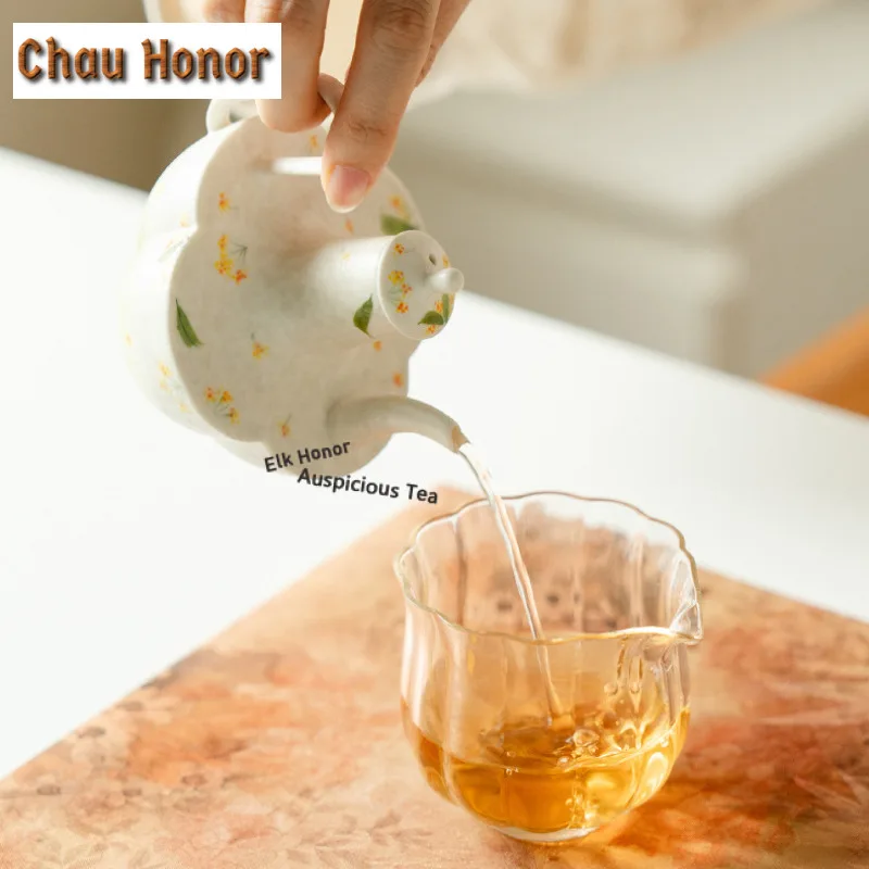 150ml Hand-painted Osmanthus Teapot Handmade Tea Warm Wine Vessel Pot Tea Soaking Kettle With Filter Kung Fu Tea Tableware Gift