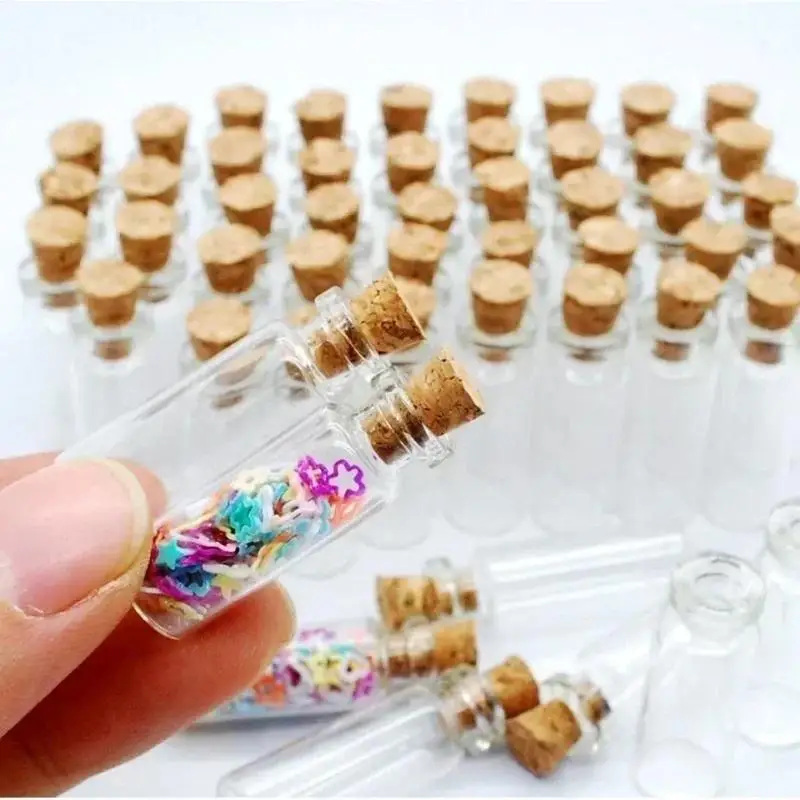 5/10Pc Creative Design Mini Clear Crystal Jars Lovely Cork Stoppers Glass Bottle Suitable Candles Essential Oils Decor DIY Craft