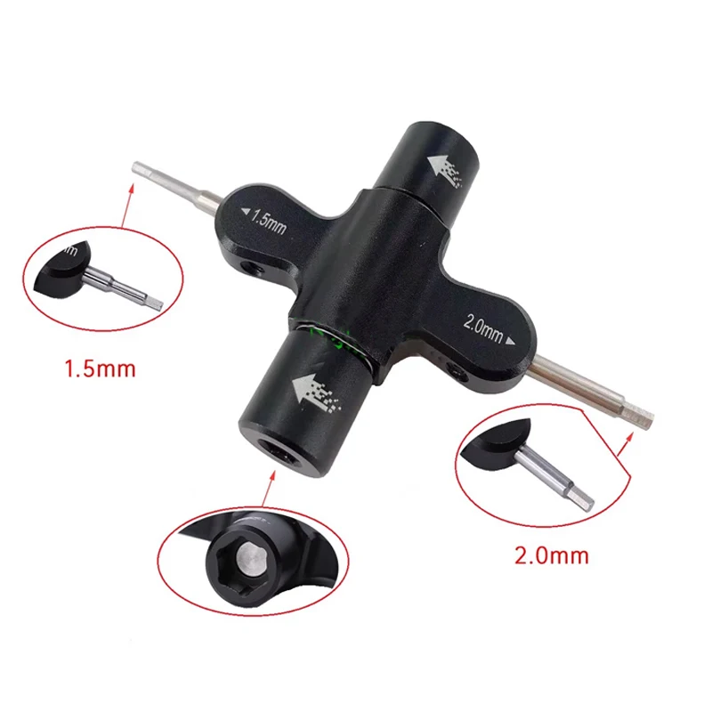 Outil de dégagement rapide pour drone FPV, clé à écrou M3 M5 noire sur surface blanche.