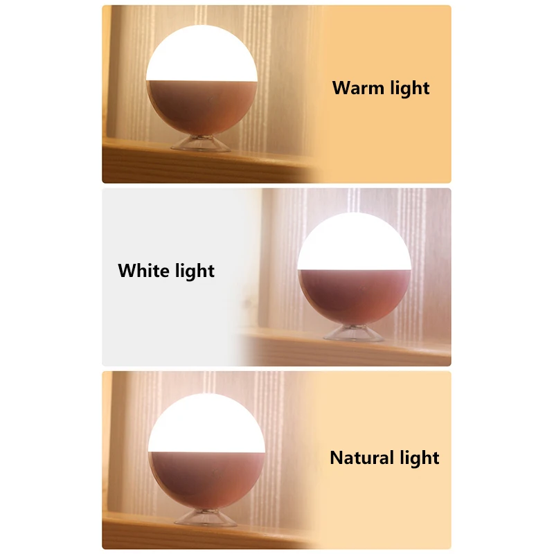 LED Suction Cup Makeup Vanity Light Bulbs USB Rechargeable Wireless Touch Switch Stepless Dimming Mirror Lights for Dress Table