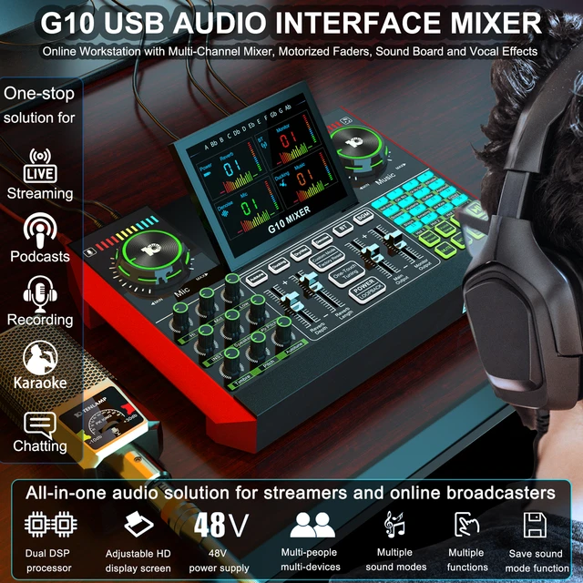 V300 Pro Soundkarte 10 Soundeffekte Bluetooth Rauschunterdrückung Audio  Mixer Headset Mic Voice Contr