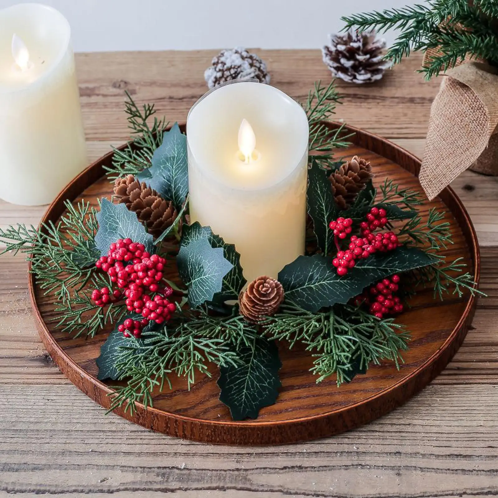 

Berries Candle Holder, Candle Garland Rings Party Supplies Artificial 11.02''