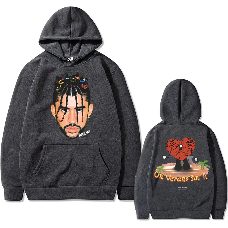 Rapper Bad Bunny Un Verano Sin Ti Album Graphic Hoodie Men Women Hip Hop Vintage Oversized Sweatshirt Male Fleece Cotton Hoodies