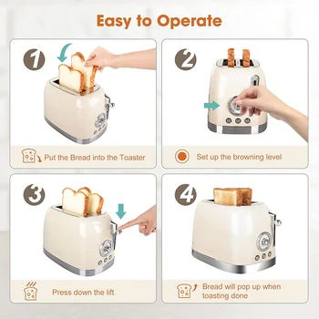 Crownful 2 Slices Bread Toaster for Sandwiches Waffles Extra Wide Slot Toasters Electric Kitchen Double Oven 120V Mini Toaster 5