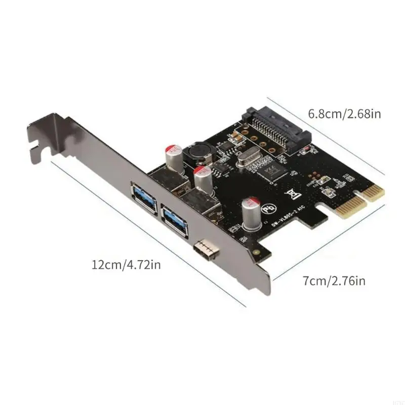 D7YC PCIe to USB Expansion Card Two Port typeA typeC Computer USB Performances