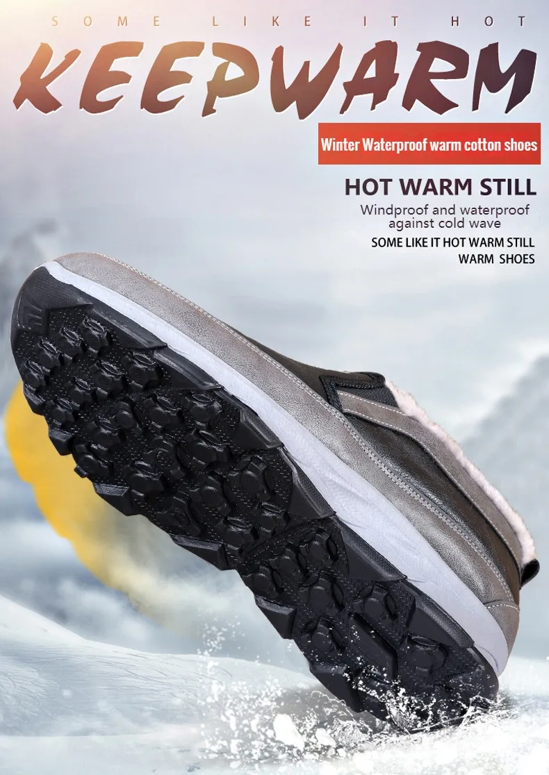 Winter New Waterproof and Snow Proof Men's Snow Boots Old Beijing Cotton Shoes Plush and Thickened Warm Cotton Shoes39-44