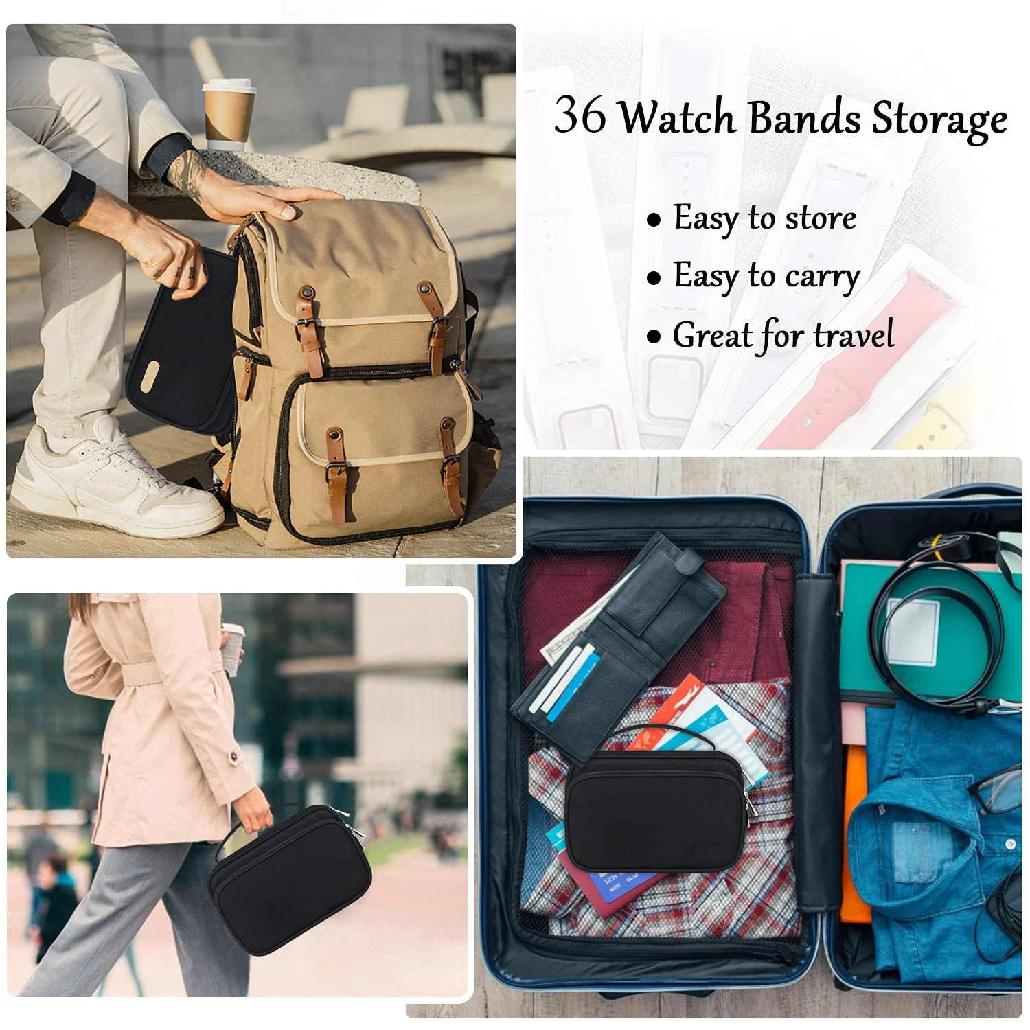 Watch Band Storage Box 36 Watch Band Organizer Compatible with Apple Bands and Other Accessories Durable Straps Case