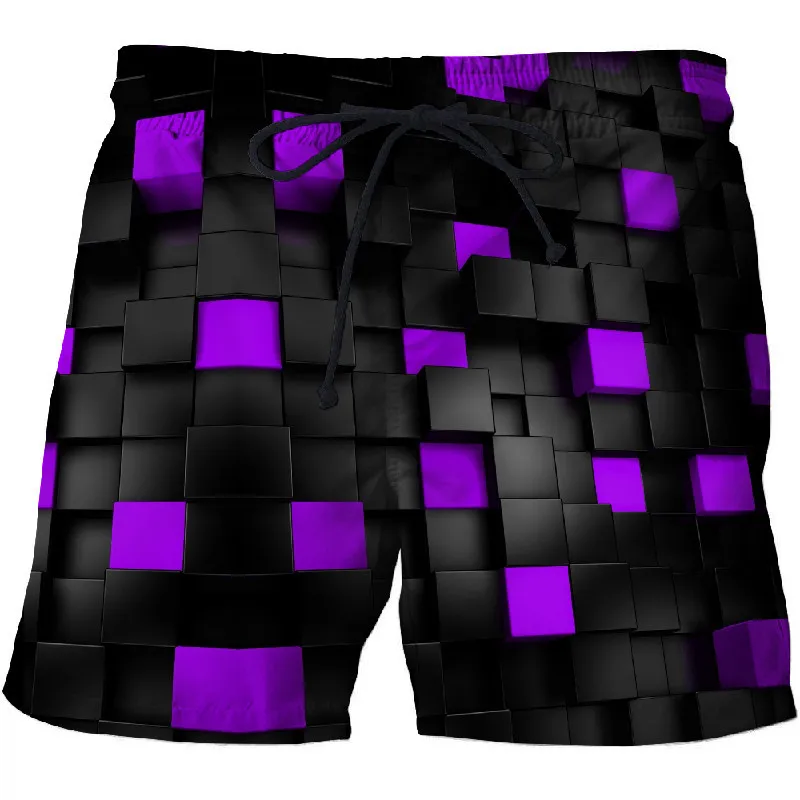 

2023 black and white paisley print shorts fashion plaid 3d printing surf shorts men's swimming trunks quick-drying sports short