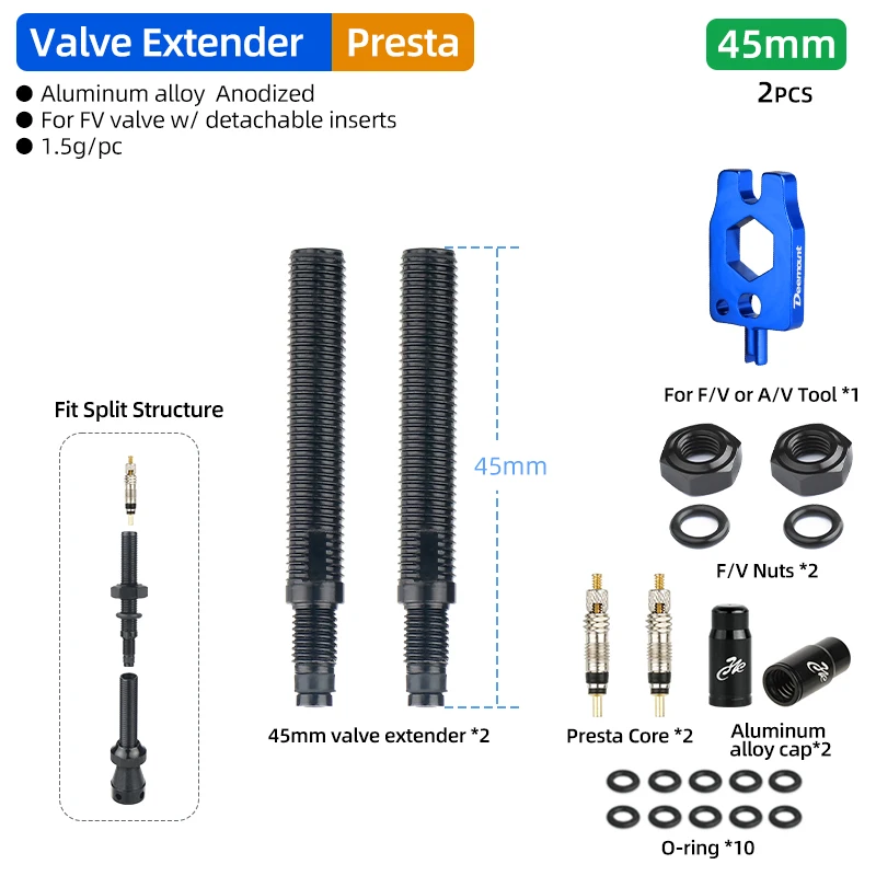 2x Ventilverlängerung Für Rennrad / Fahrrad – Für Deep Dish Carbon Felgen & Presta Ventile