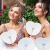 3/5/10pcs Heart Shape Circular Folding Fan Blank Paper Hand Fans With Plastic Handles DIY Painting Birthday Wedding Party Decor 1