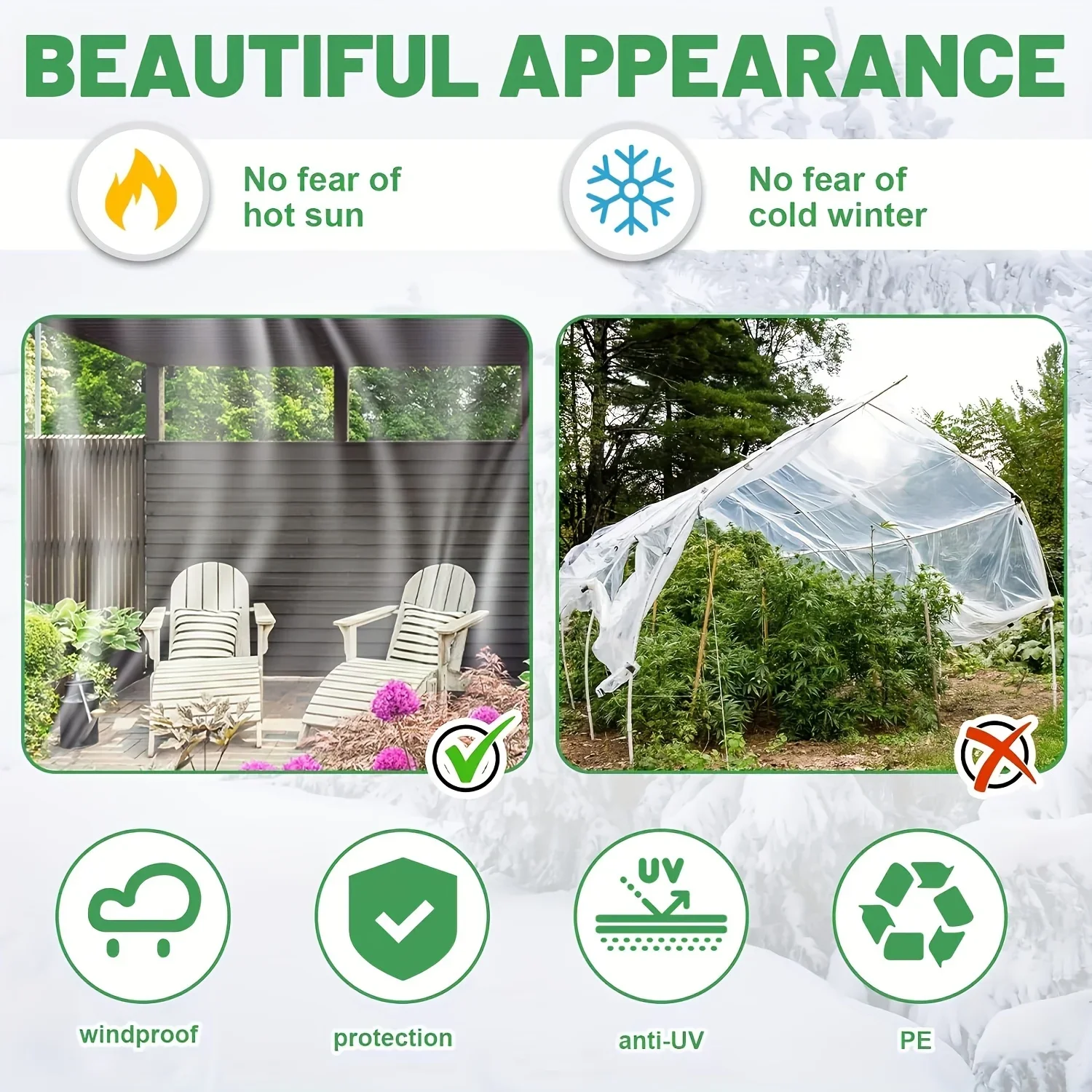 Waterproof Tarp Rainproof Covering PVC Vinyl Tarp 1pc for Patio Henhouse Porch Canopy