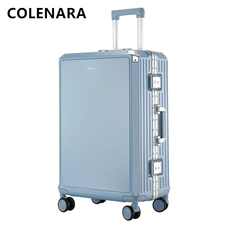 COLENARA Men's Suitcase PC Aluminum Frame Trolley Case 20 Inch Women Boarding Box Universal Wheel Rolling Password Luggage