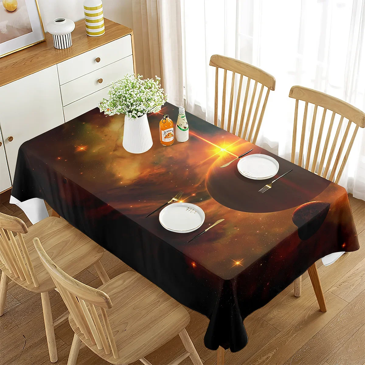 

2024 Printed table cloth dining room living room universal yellow