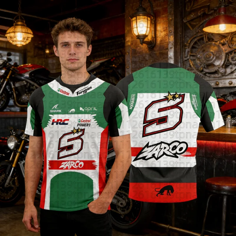 2026 Nr. 5 Johann Zarco Motocross-T-Shirt Sommer Herren Kinder Lässiges Atmungsaktives Kurzarm-T-Shirt für Familie Kinder T-Shirts