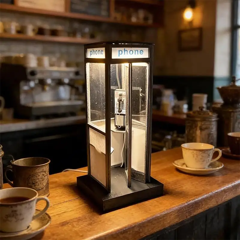 Tall Phonebooth Lamp, Classic With Warm LED Light, Phone Box Decorative Night Light 2
