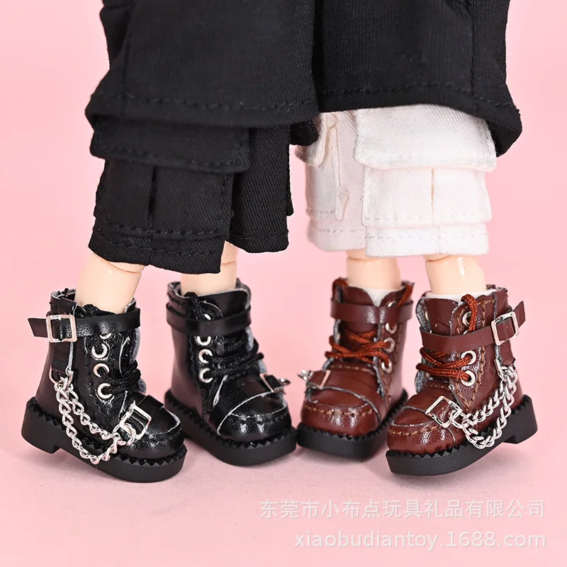 Ob11 Doll Locomotive Style Leather High Top Shoes Doll Casual Shoes With Shoelace For Penny, YMY, Ob11, Obitsu 11, Holala, Gcc 2
