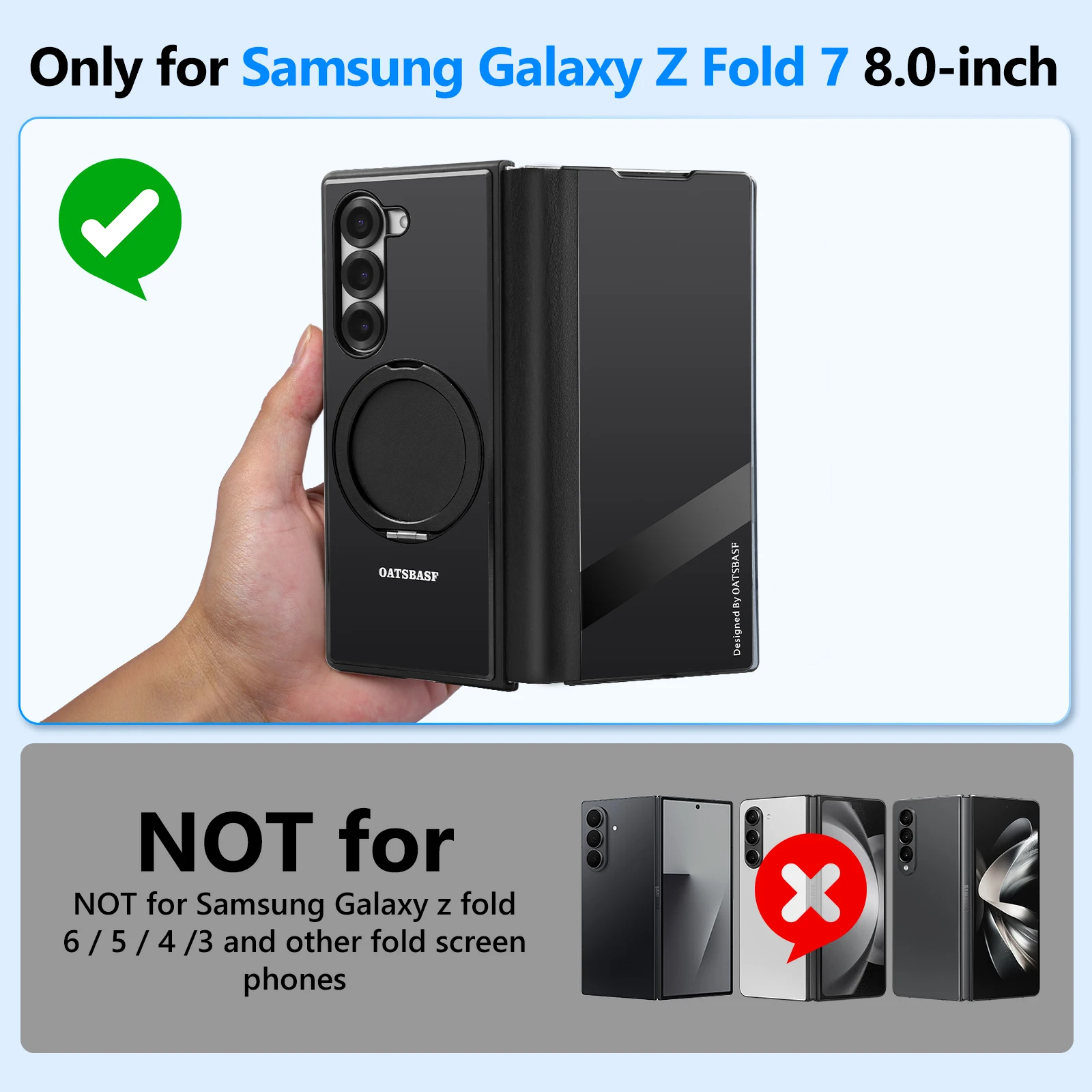 Eary for Samsung Galaxy Z Fold 7 Phone Case With Magsafe Magnetic Kickstand 360°Rotation Leather Full Body Drop Protective Cover
