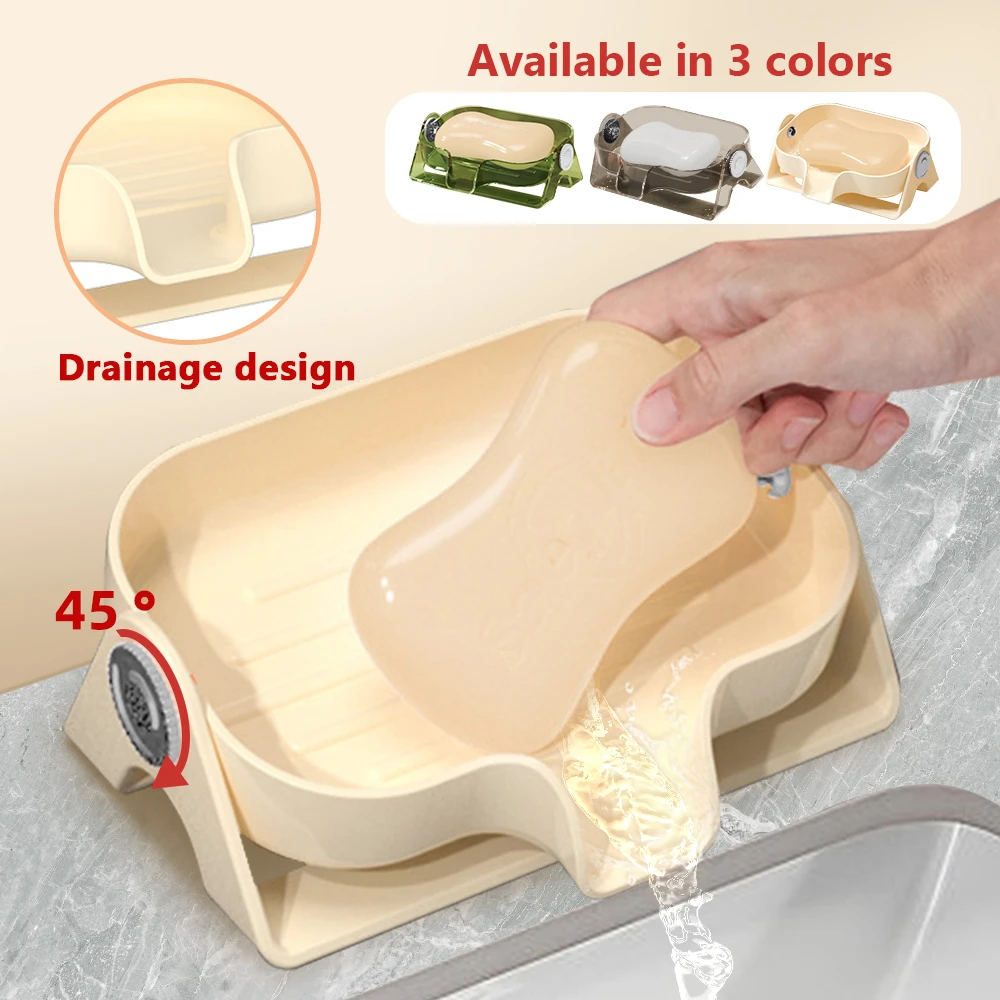 

New Diversion Soap Dish Box Portable Drain Soap Holder Case Adjustable Fashion Punch-free Toilet Laundry Soap Tray Bathroom Rack